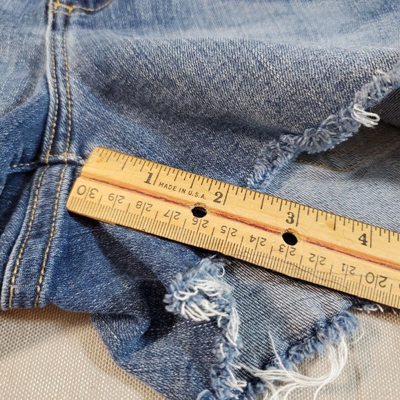 Banana Republic Mid-Rise 3" Jean Shorts Medium Wash Denim Stretch Stripe Size 26 - Picture 9 of 12